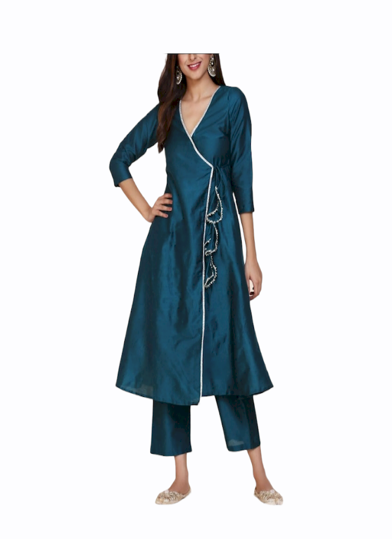 Turquoise Rayon Kurta With Palazzo Siyani Clothing India