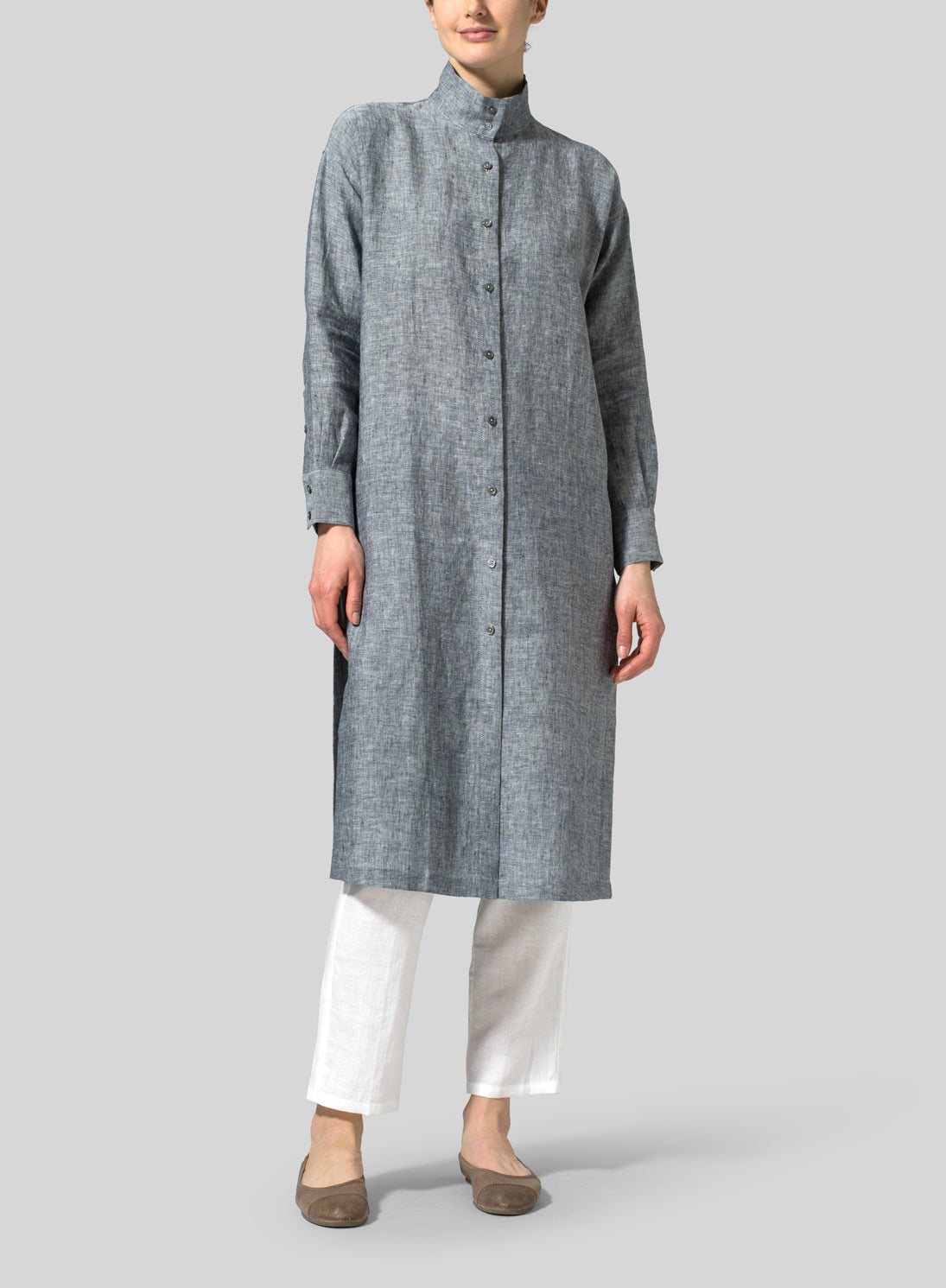 Siyani Grey Linen Kurta With Pants