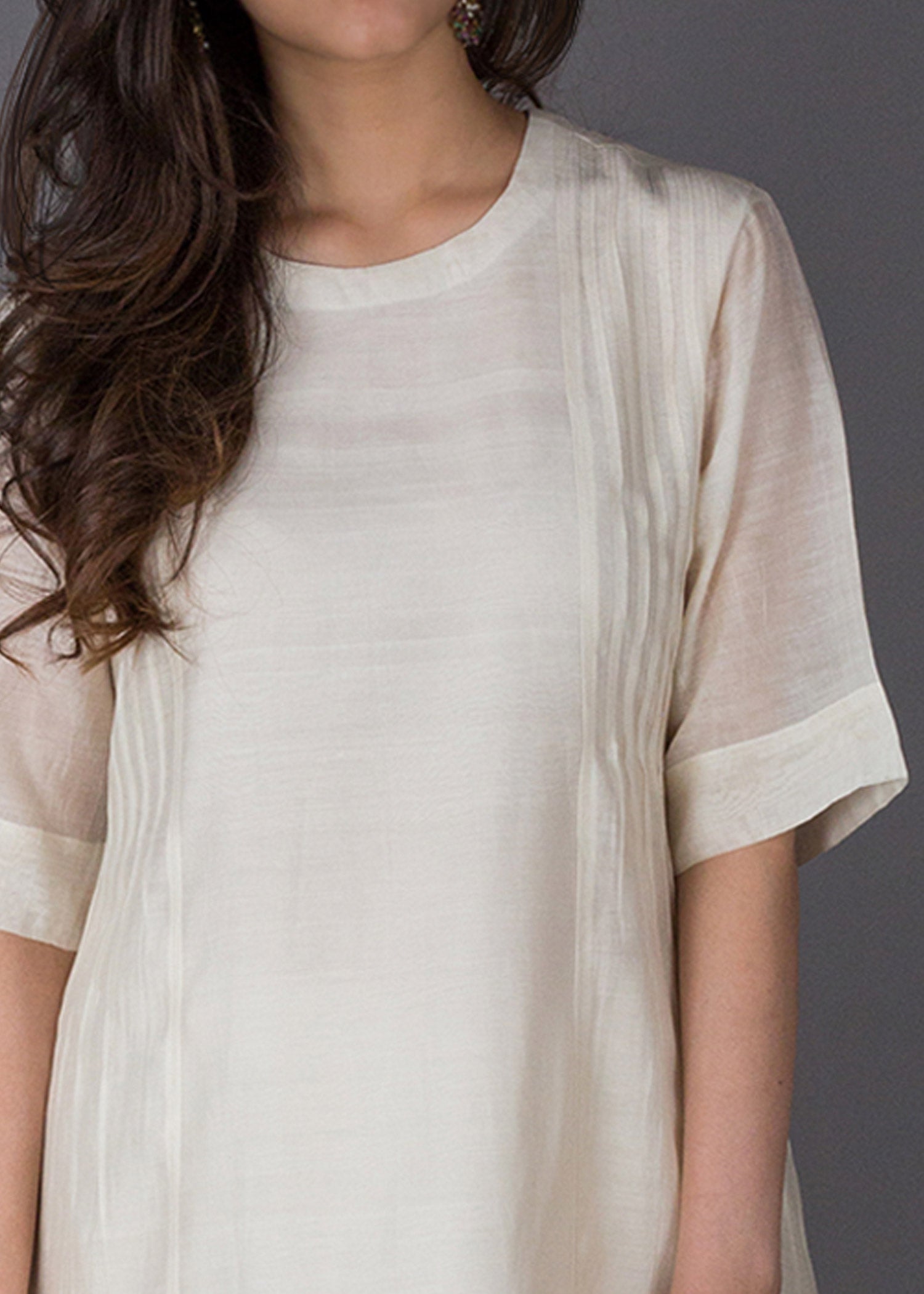 Siyani White Chanderi Kurta With Palazzo