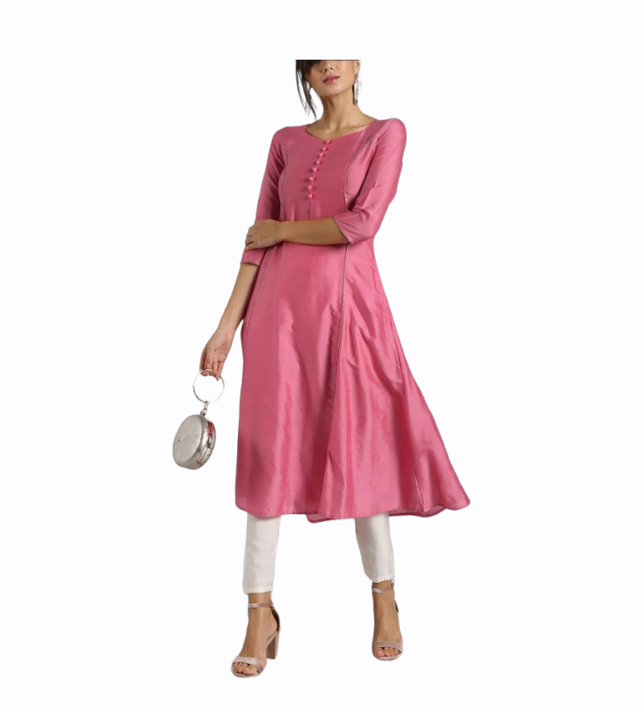 Pink Cotton  Kurta With Pants Siyani Clothing India