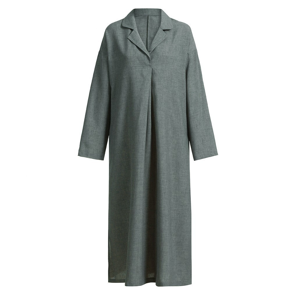 Siyani Dark Grey Linen Long Dress