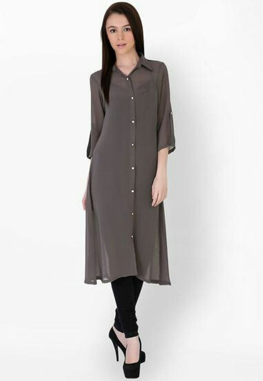 Grey Georgette A line Kurta Siyani Clothing India