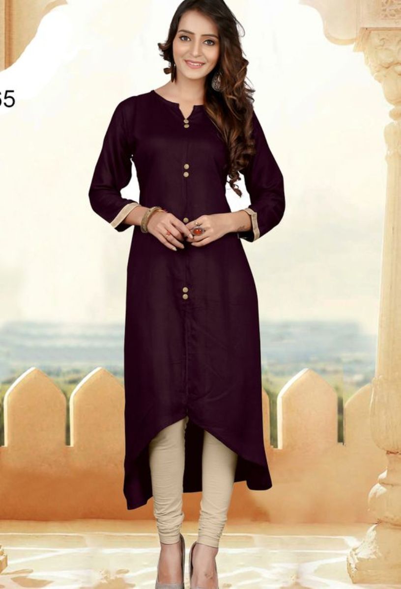 Wine Cotton Flared Kurta Siyani Clothing India
