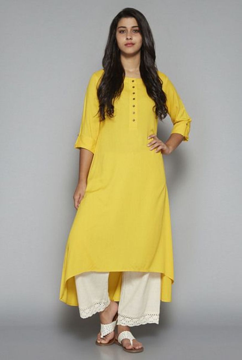 Yellow Cotton Kurta With Palazzo Siyani Clothing India
