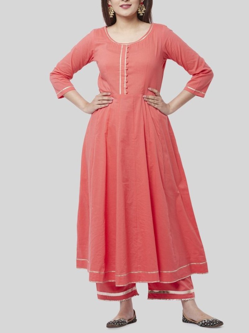 Carrot Pink Kurta With Pants Siyani Clothing India