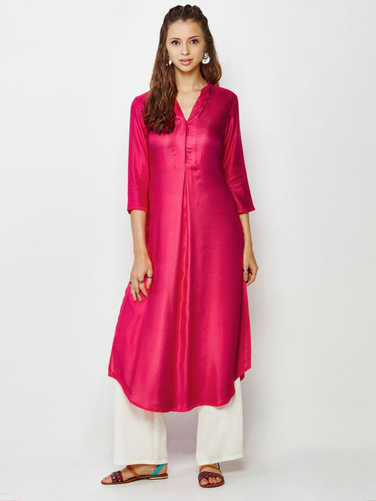 Siyani Magenta Silk Kurta With Palazzo