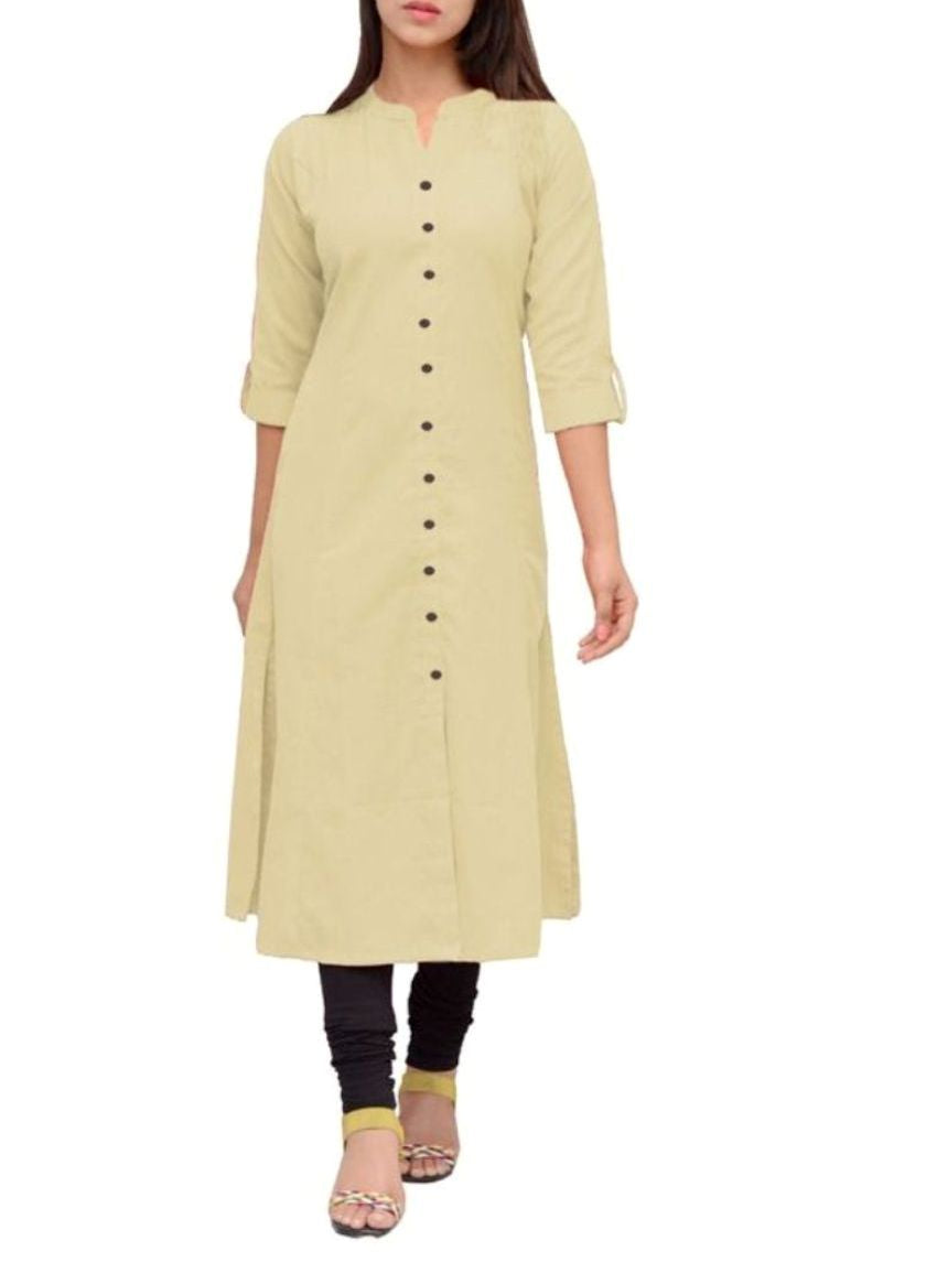 Beige Cotton Flared Kurta Siyani Clothing India
