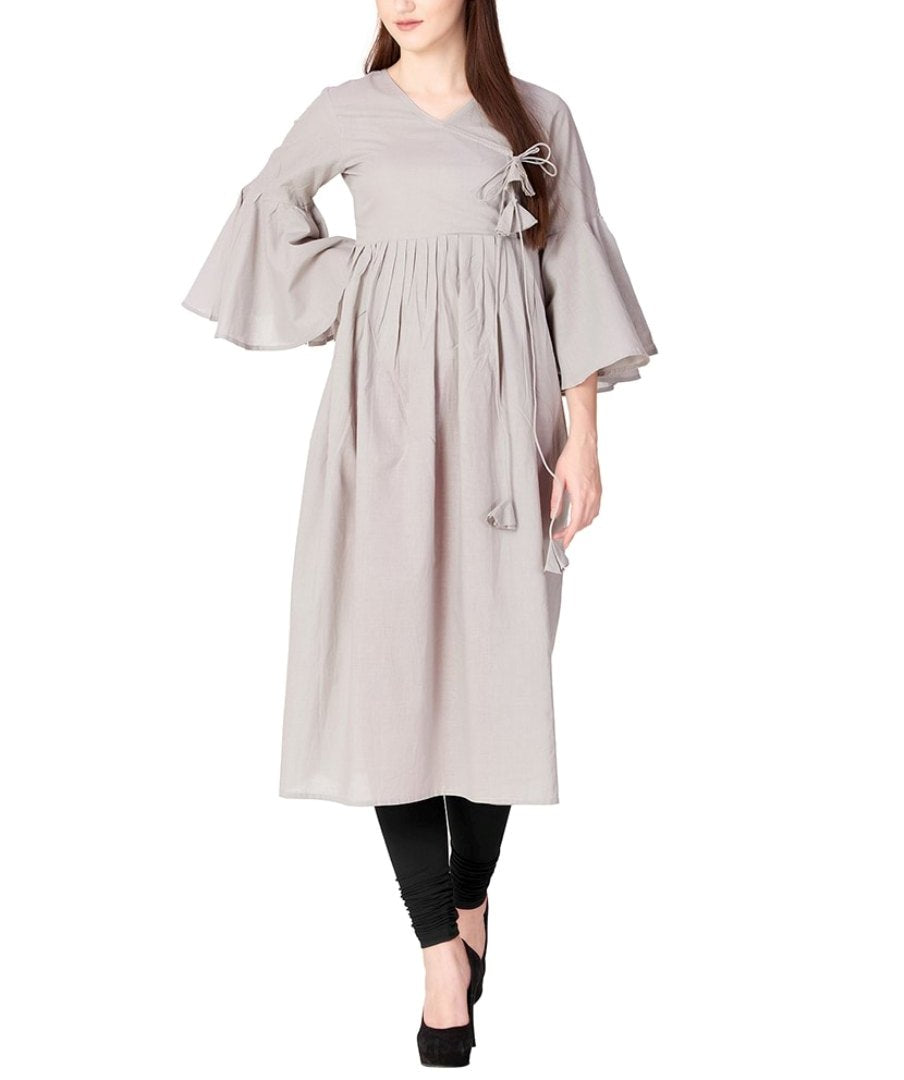 Grey Cotton Kurta With Churidaar Siyani Clothing India