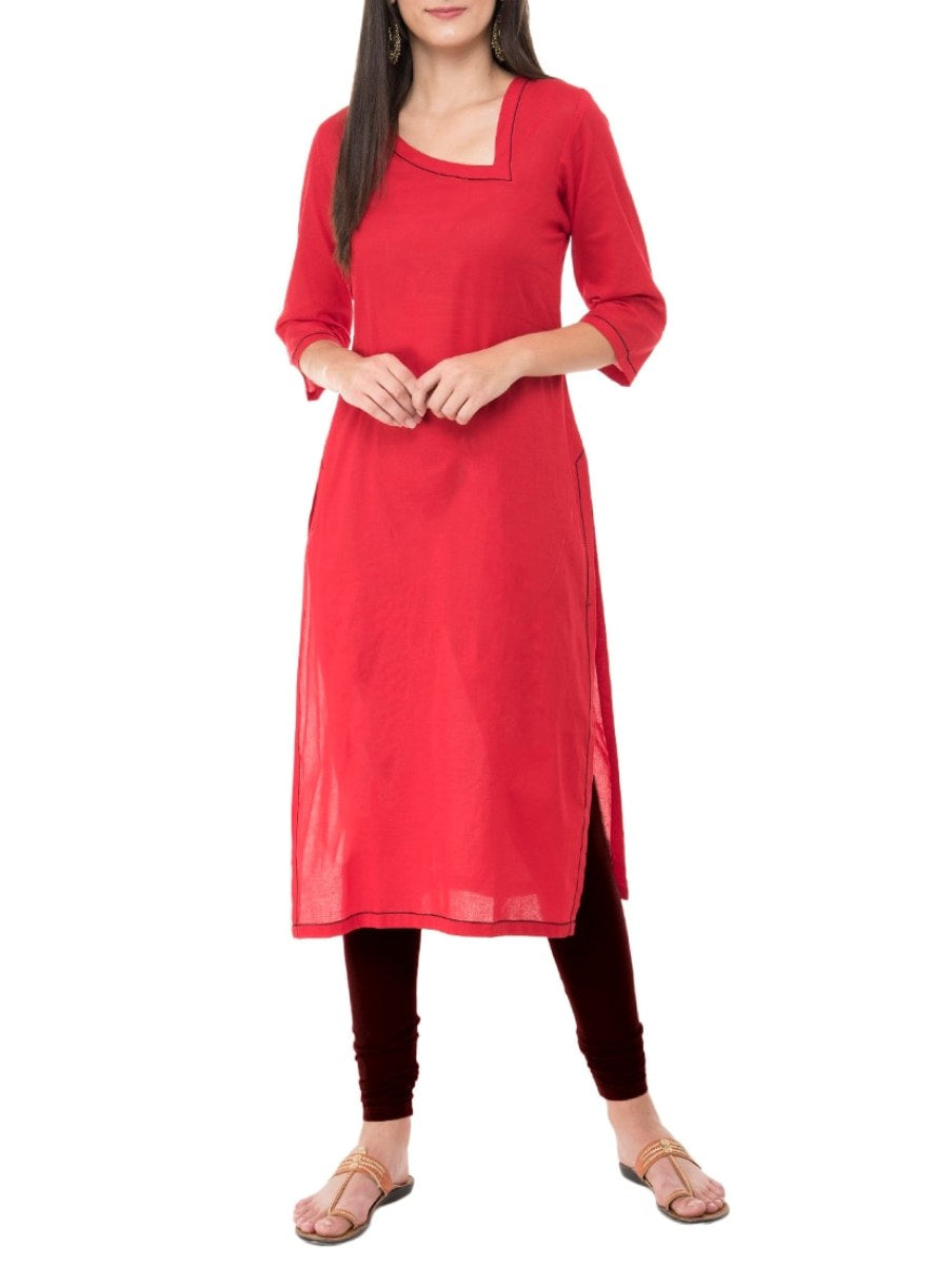 Orange Cotton Kurta With Churidaar Siyani Clothing India