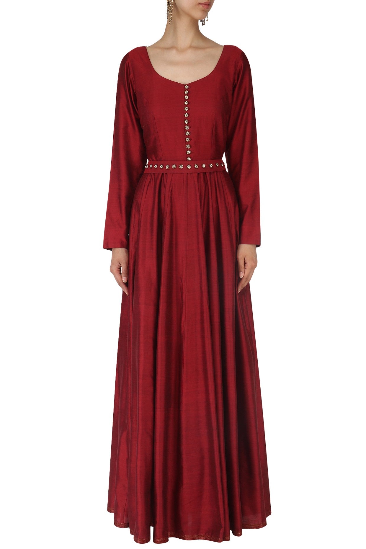 Maroon Silk Kurta With Churidaar Siyani Clothing India