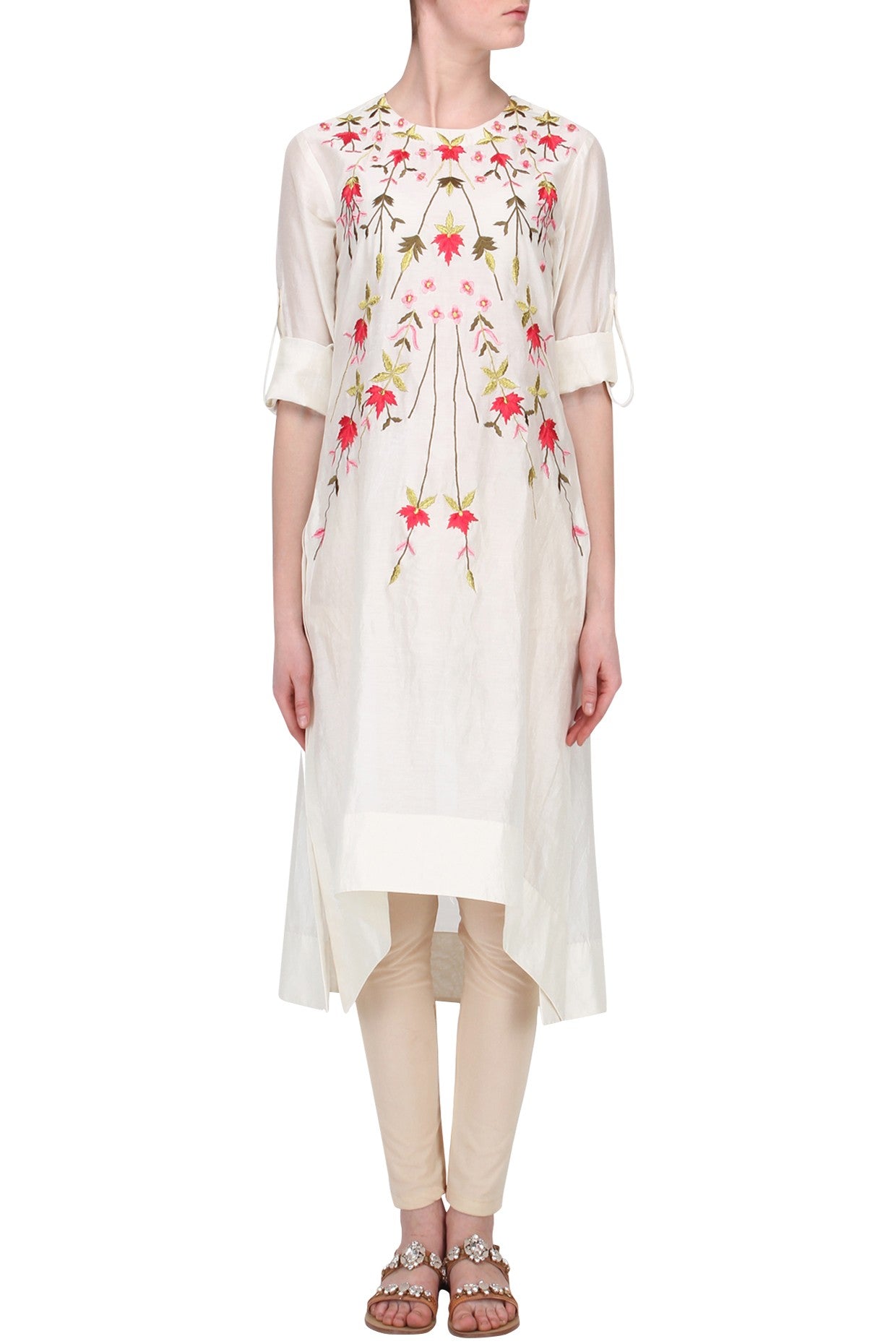 White Silk Kurta With Churidaar Siyani Clothing India