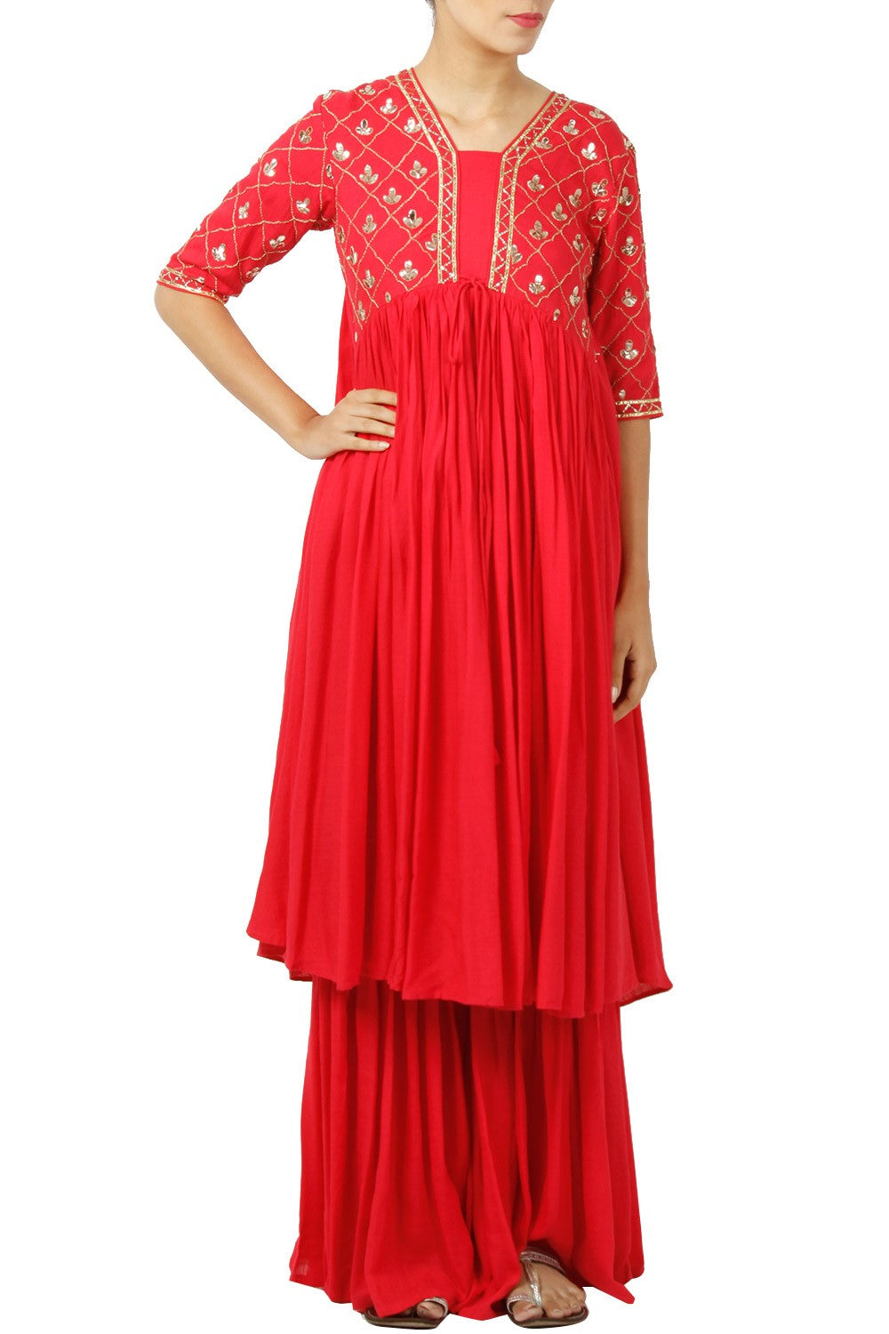 RED KURTA WITH SHARARA Siyani Clothing India