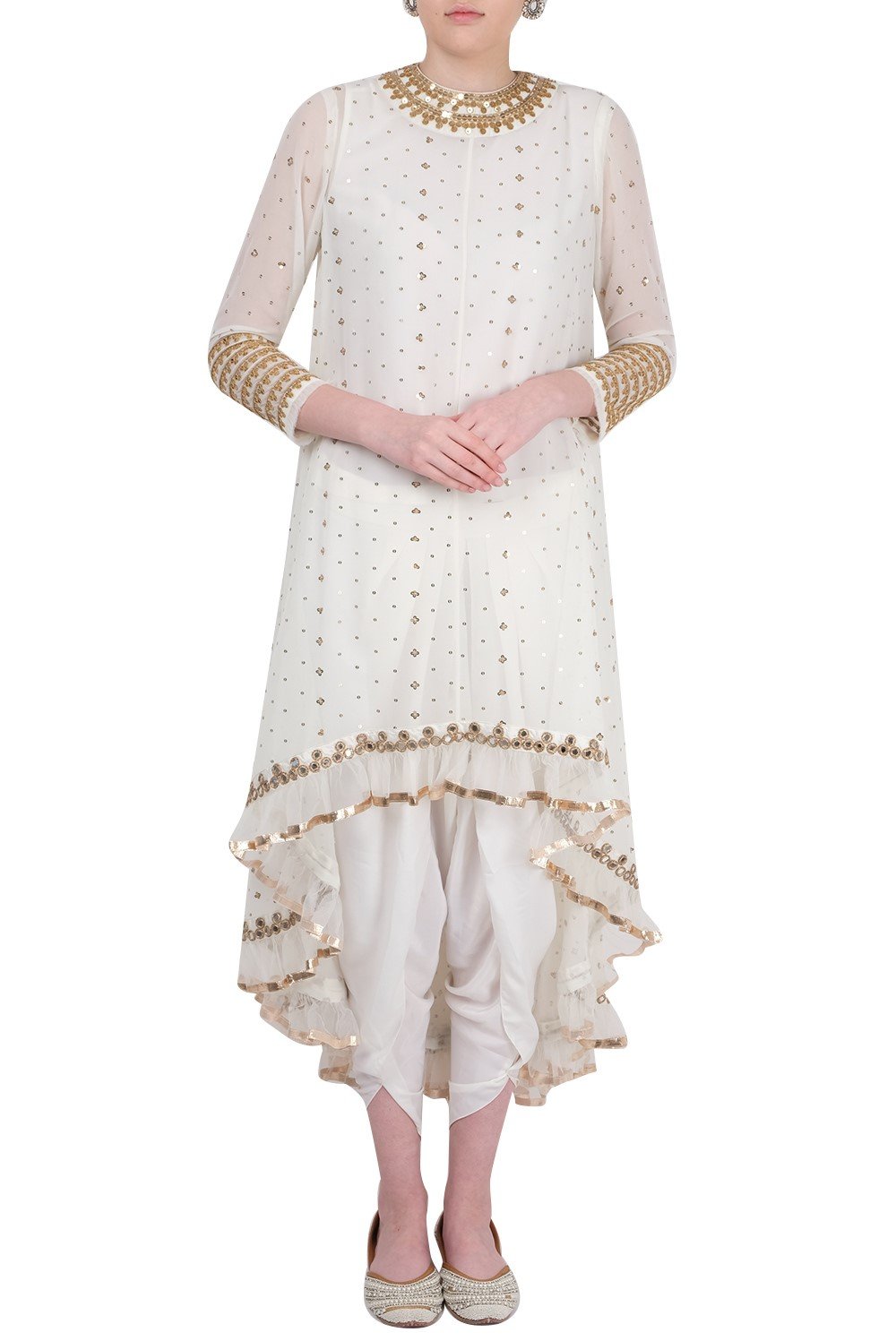 Ivory Georgette Kurta with Dhoti Pants Siyani Clothing India