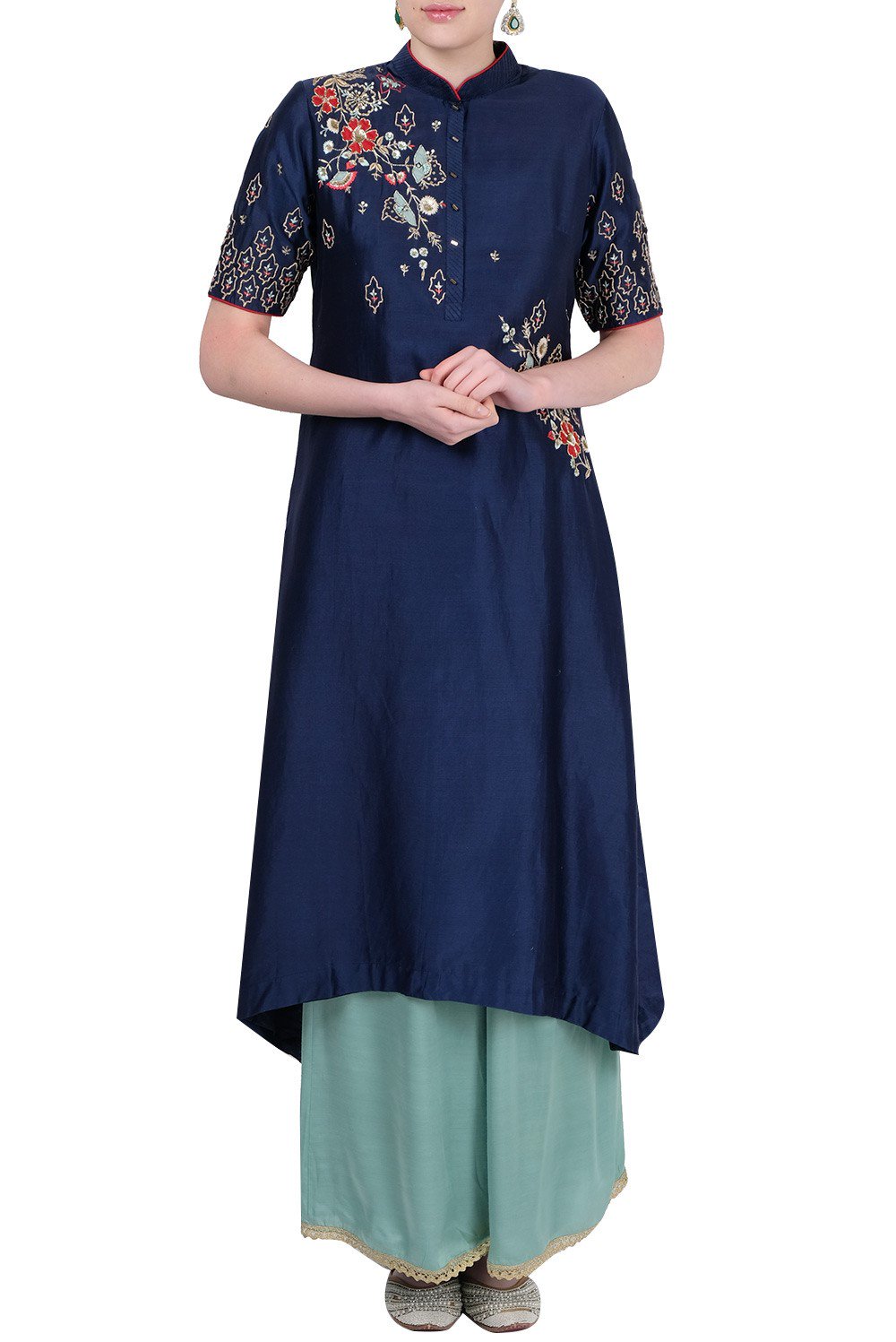 Royal Blue Silk Kurta With Plazzo Siyani Clothing India