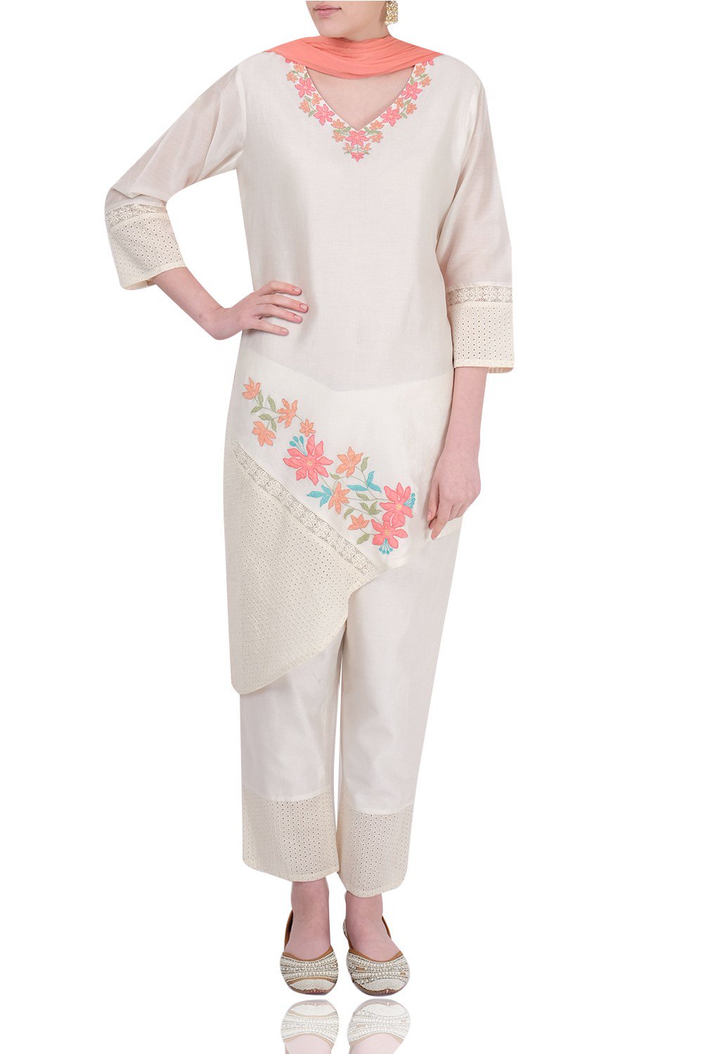 Ivory Silk Kurta With Pants Siyani Clothing India