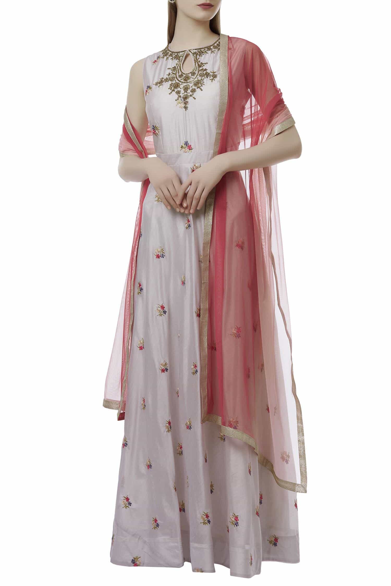 Off White Chanderi Kurta With Churidaar Siyani Clothing India
