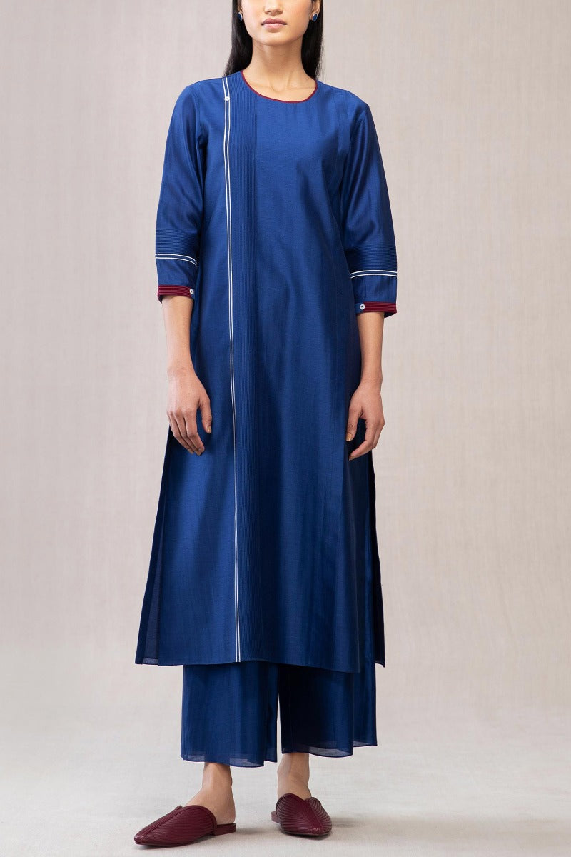 Siyani Indigo Chanderi Kurta With Palazzo
