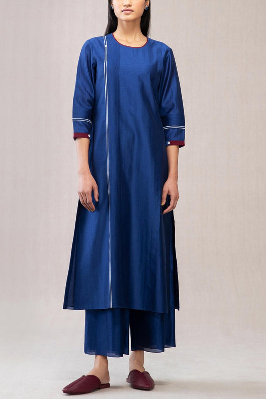 Siyani Indigo Chanderi Kurta With Palazzo