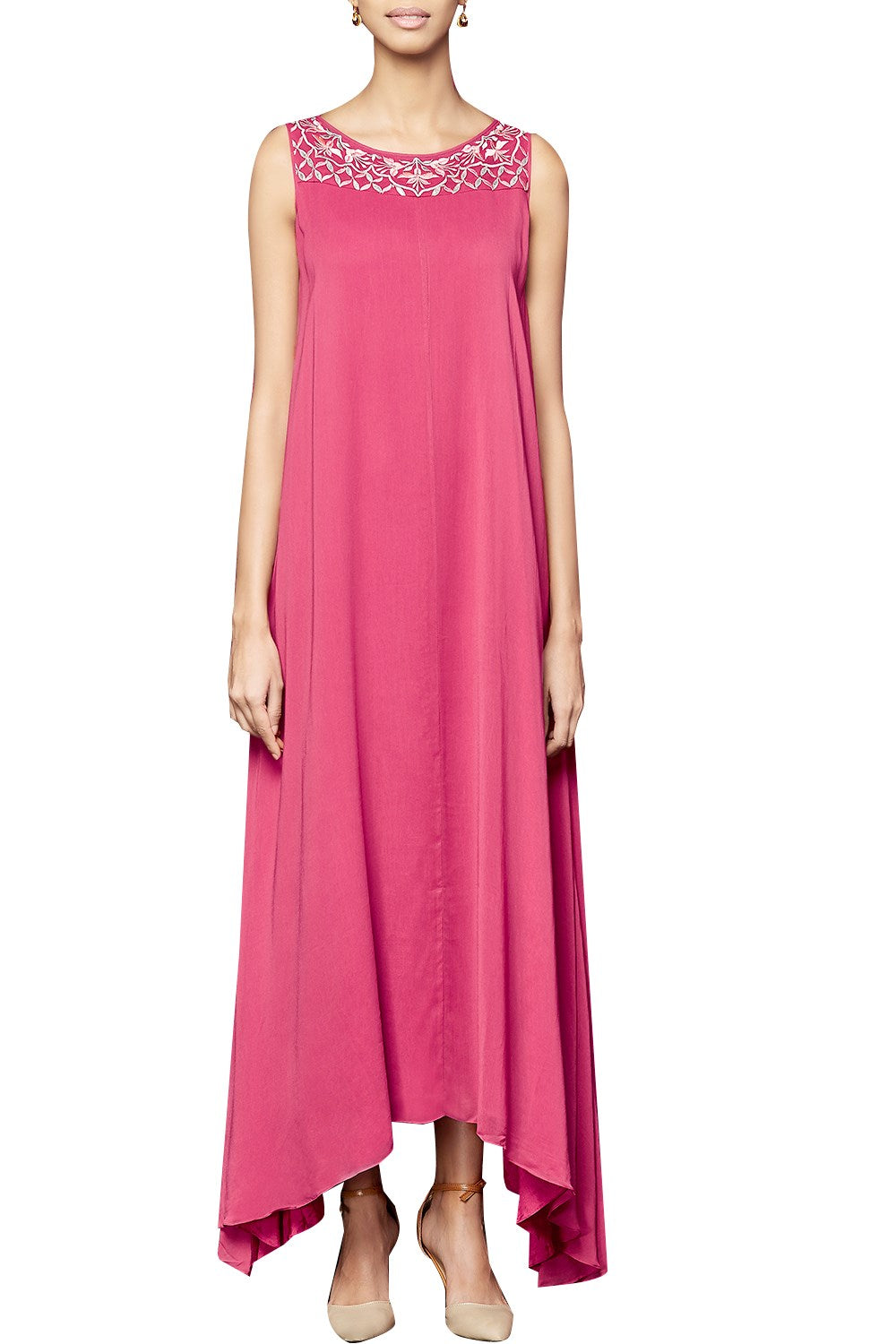 Pink Georgette Kurta With Churidaar Siyani Clothing India