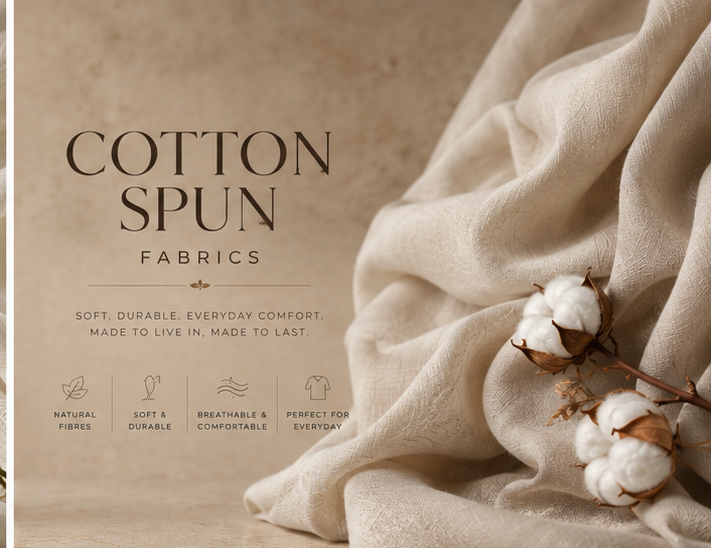 Premium editorial cover for Cotton Spun Fabric collection