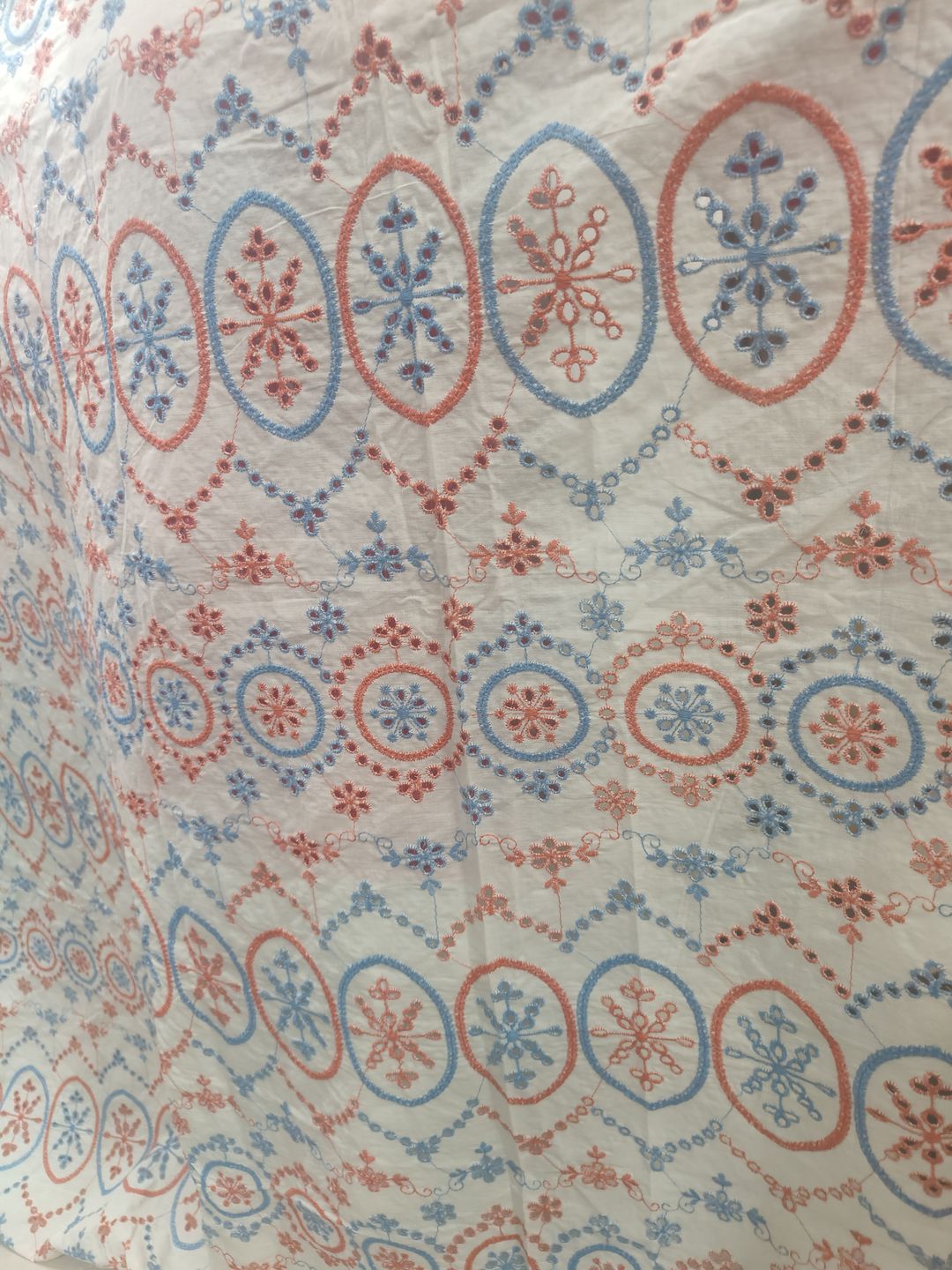 Multi-coloured Schiffli Embrooidered Fabric