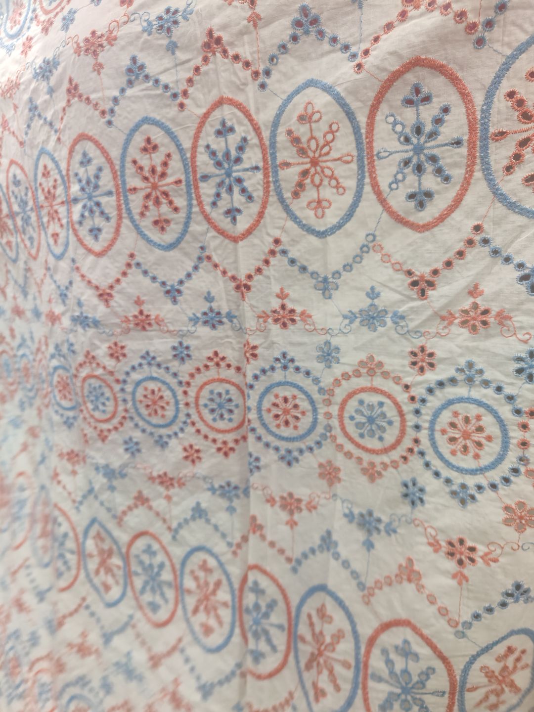 Multi-coloured Schiffli Embrooidered Fabric