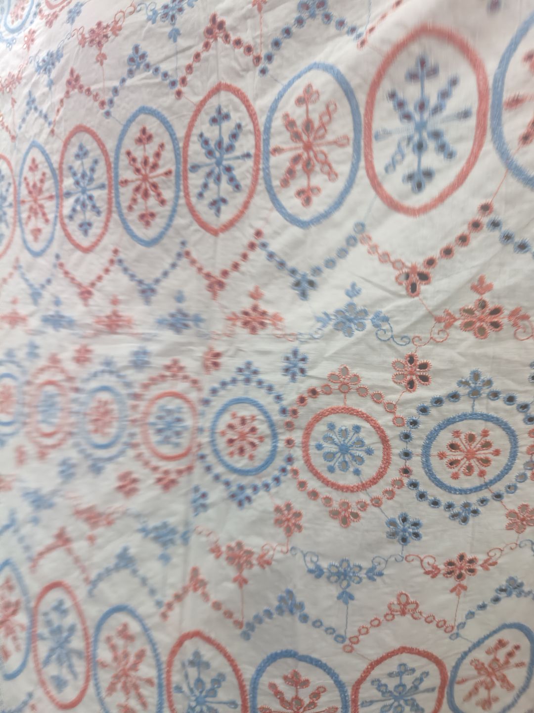 Multi-coloured Schiffli Embrooidered Fabric