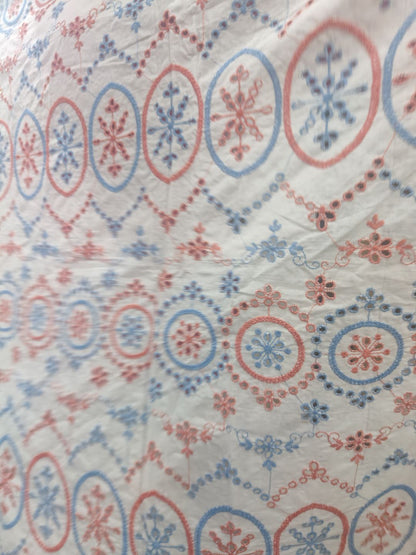 Multi-coloured Schiffli Embrooidered Fabric