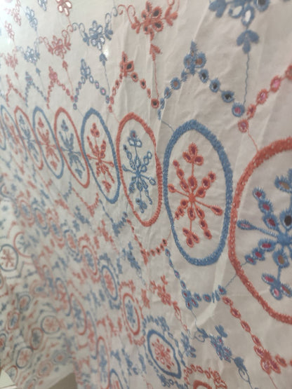 Multi-coloured Schiffli Embrooidered Fabric