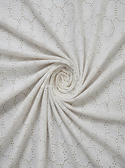 Lotus pattern Schiffli Embroidered Cotton Fabric