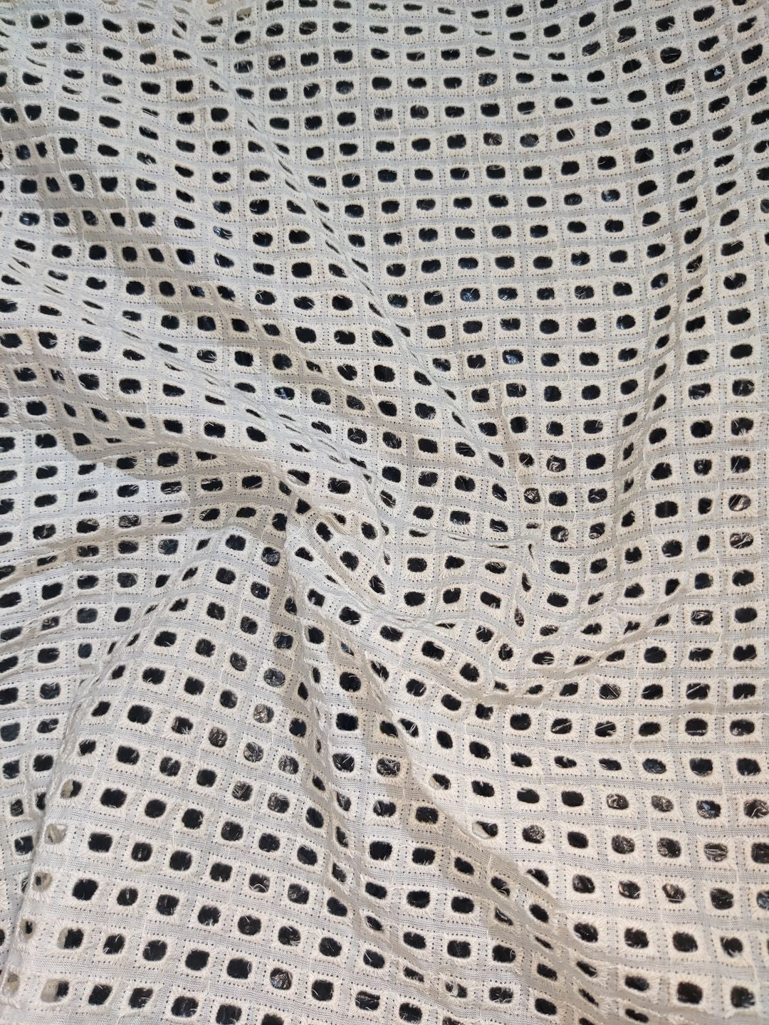 Off-White Box Hole Schiffli Embrooidered Fabric