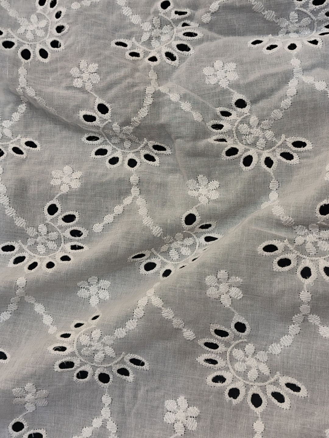 Pansy off-White Schiffli Embroidered Fabric