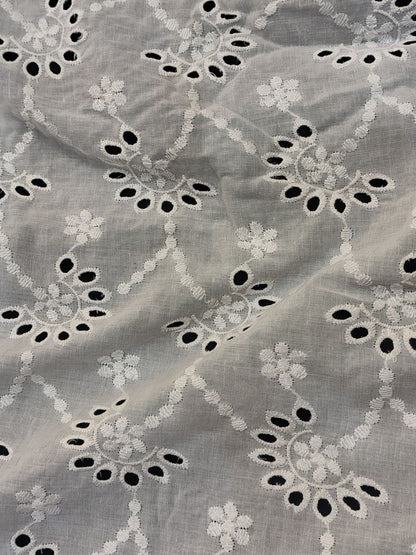 Pansy off-White Schiffli Embroidered Fabric