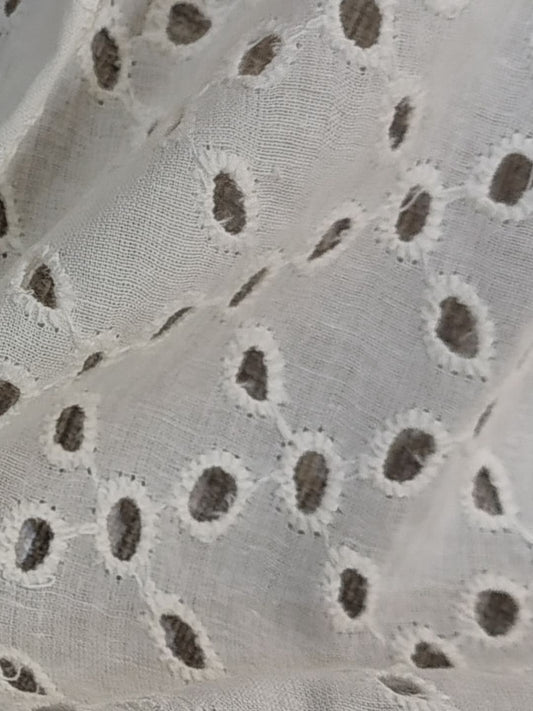 Pansy white Schiffli Embrooidered Fabric