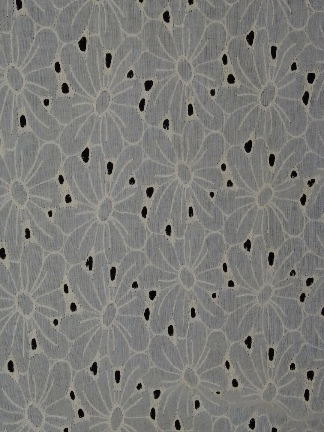 Kora flower pattern dyeable Schiffli Embrooidered Fabric