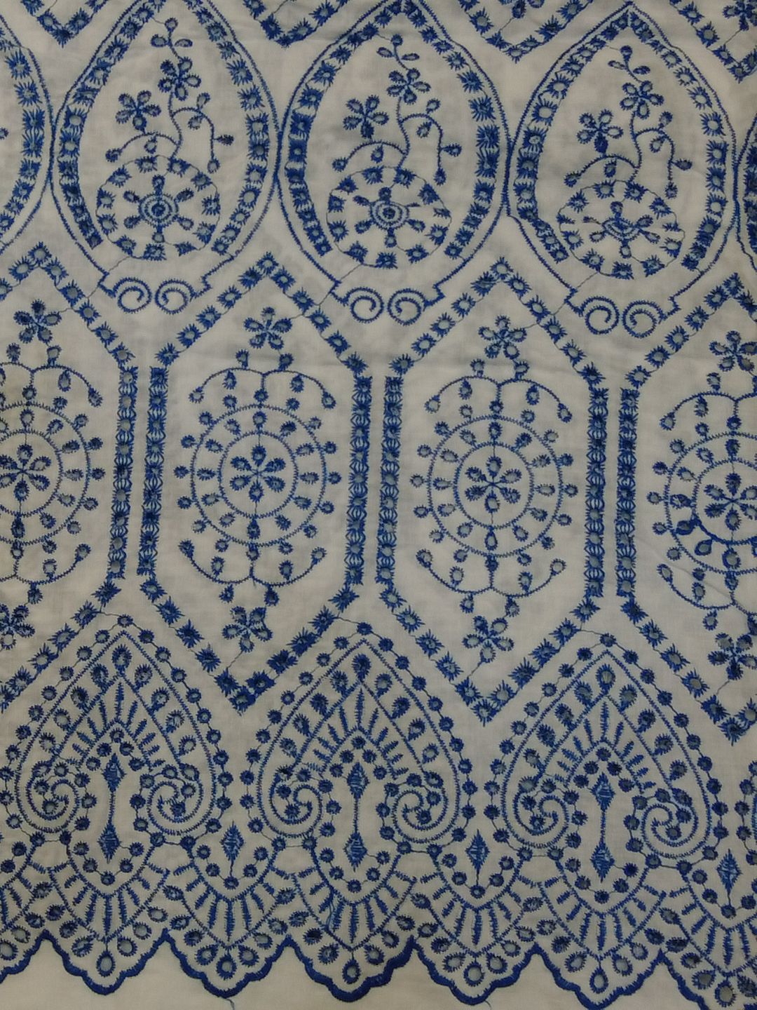 Temple Design Schiffli Embroidered Fabric