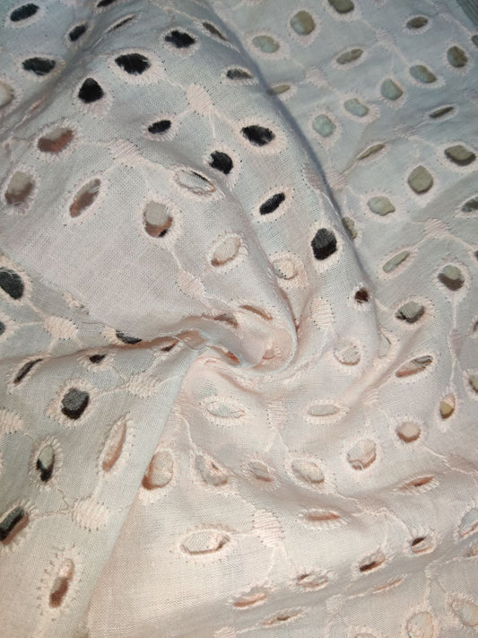 Light pink Schiffli Embrooidered Fabric