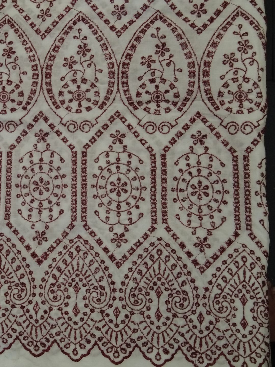 Temple Design Schiffli Embrooidered Fabric