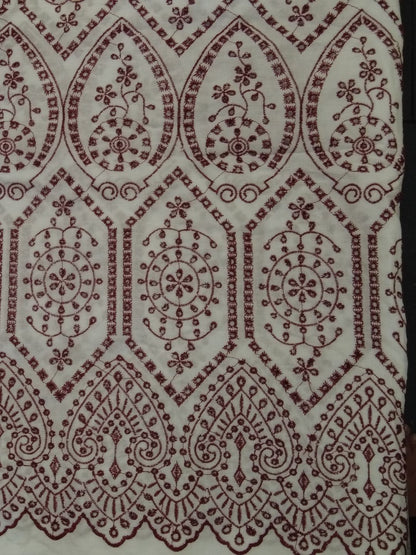 Temple Design Schiffli Embrooidered Fabric