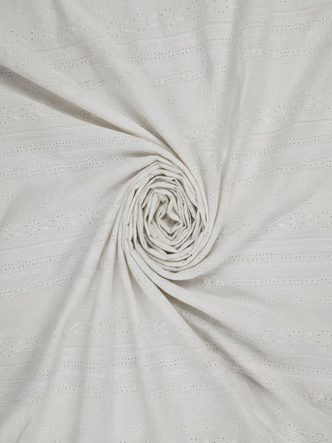 Striped Floral Schiffli Embroidery Pattern Fabric