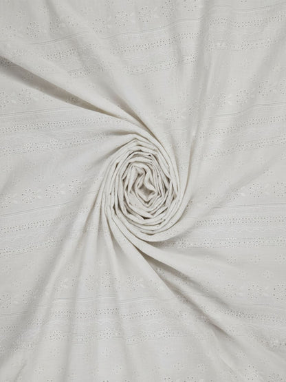 Striped Floral Schiffli Embroidery Pattern Fabric