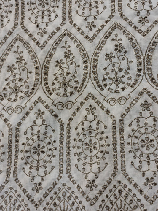 Temple Design Schiffli Embrooidered Fabric