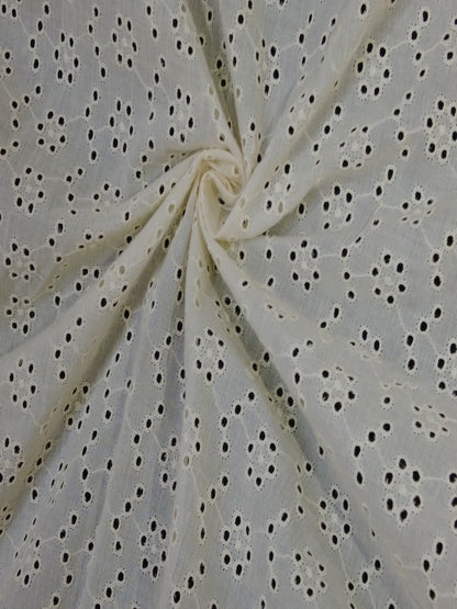 Kora small flower pattern dyeable Schiffli Embroidered Fabric