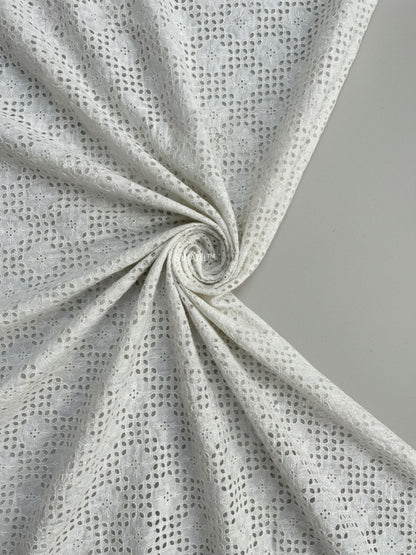 Soft Bloom kora Schiffli Embroidered Cotton Fabric