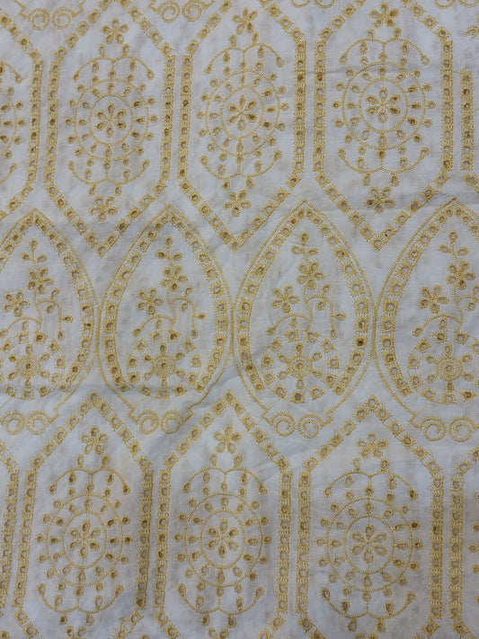 Temple Design Schiffli Embrooidered Fabric