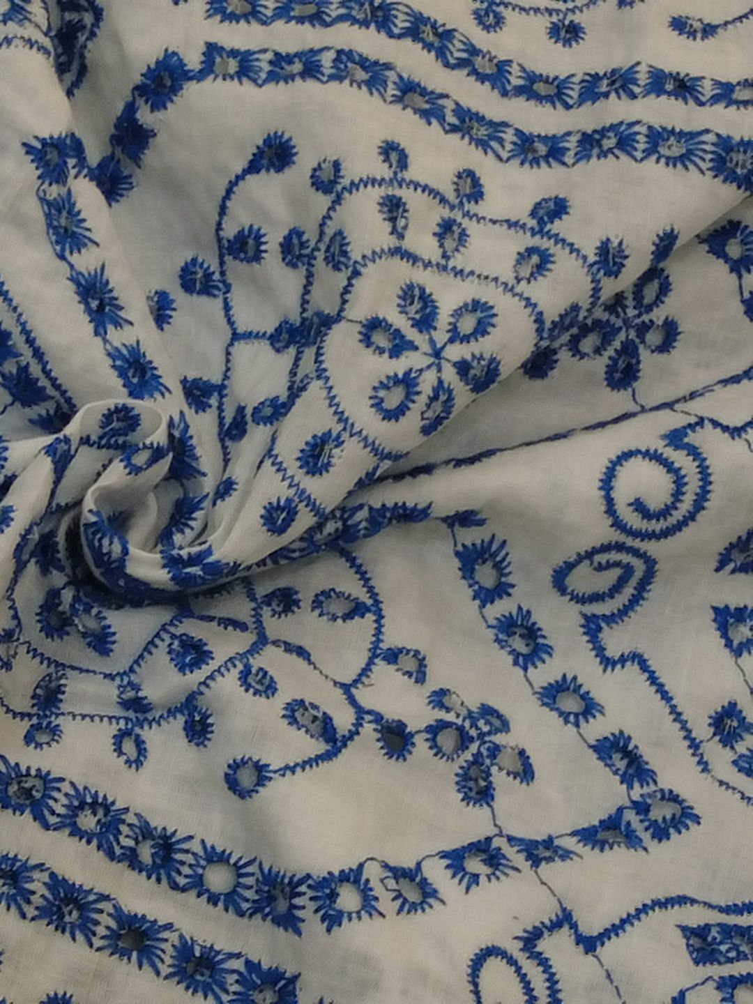 Temple Design Schiffli Embroidered Fabric