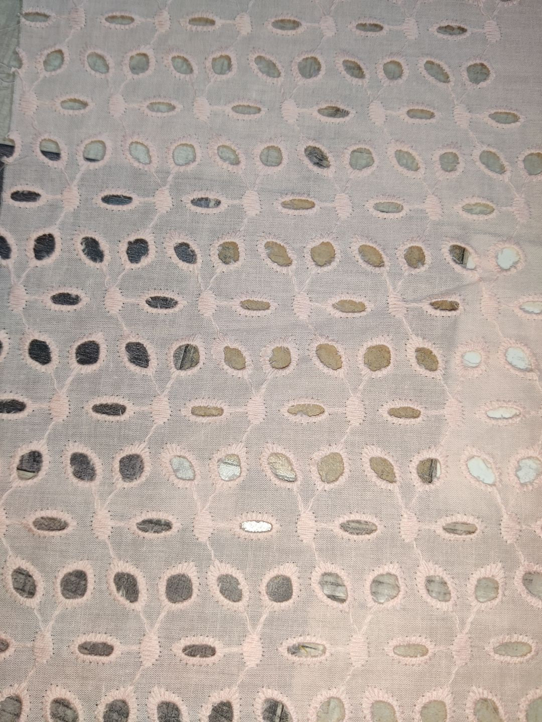 Light pink Schiffli Embroidered Fabric