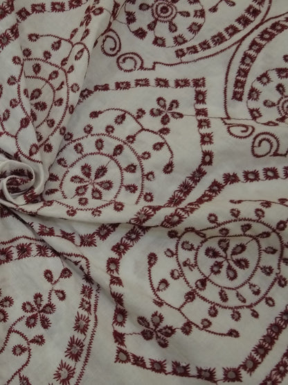 Temple Design Schiffli Embrooidered Fabric