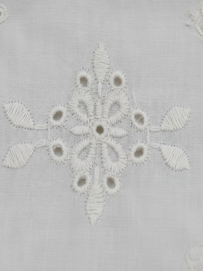 Striped Floral Schiffli Embroidery Pattern Fabric