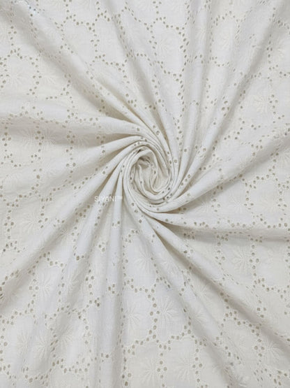 Lotus pattern Schiffli Embroidered Cotton Fabric